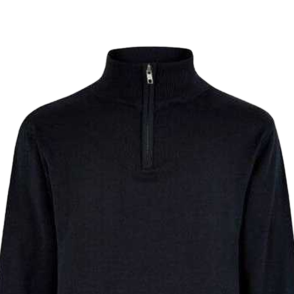 Navy - Side - Kustom Kit Mens Arundel Quarter Zip Sweater Top