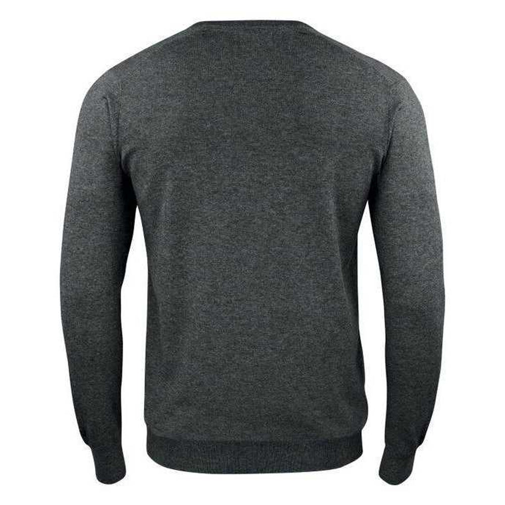 Anthracite Melange - Back - Cutter & Buck Mens Oakville Knitted V Neck Sweatshirt