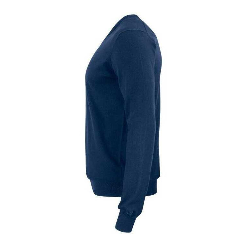 Dark Navy - Side - Cutter & Buck Mens Oakville Knitted V Neck Sweatshirt