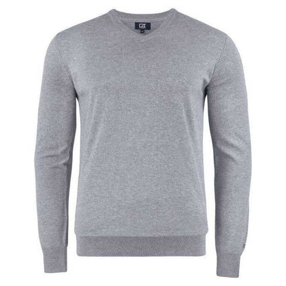 Grey Melange - Front - Cutter & Buck Mens Oakville Knitted V Neck Sweatshirt