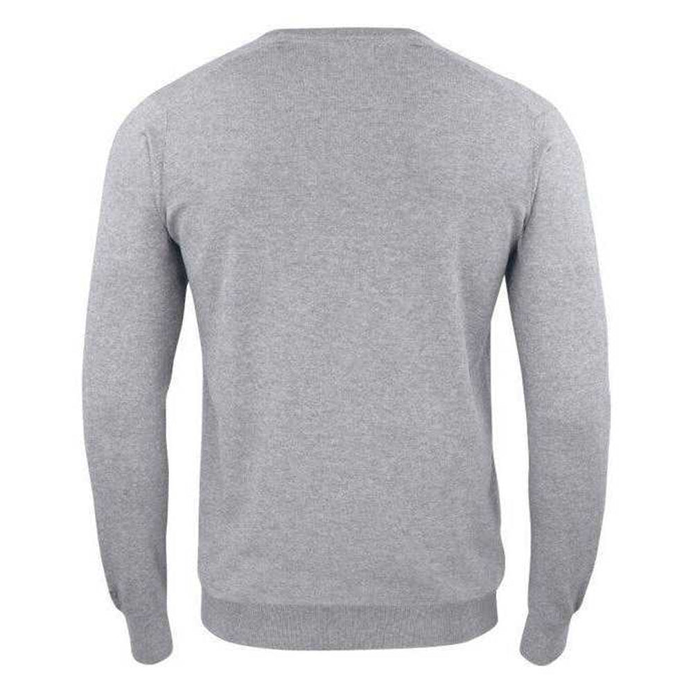 Grey Melange - Back - Cutter & Buck Mens Oakville Knitted V Neck Sweatshirt