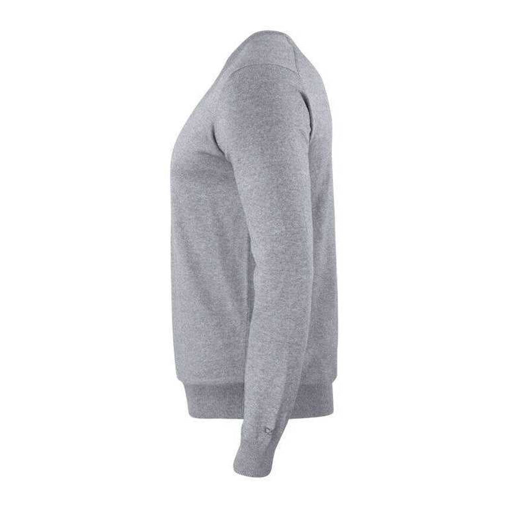 Grey Melange - Side - Cutter & Buck Mens Oakville Knitted V Neck Sweatshirt