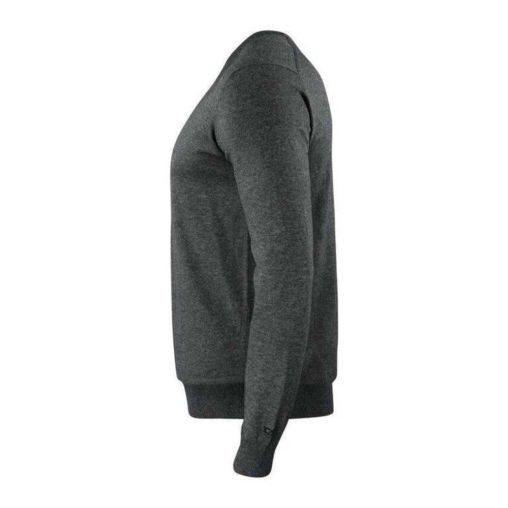 Anthracite Melange - Side - Cutter & Buck Mens Oakville Knitted V Neck Sweatshirt