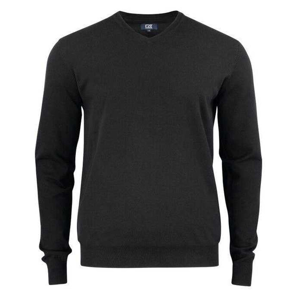 Black - Front - Cutter & Buck Mens Oakville Knitted V Neck Sweatshirt