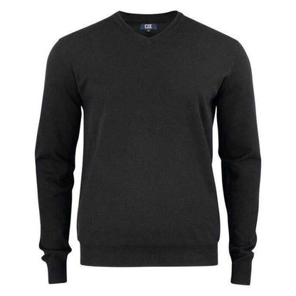 Black - Front - Cutter & Buck Mens Oakville Knitted V Neck Sweatshirt