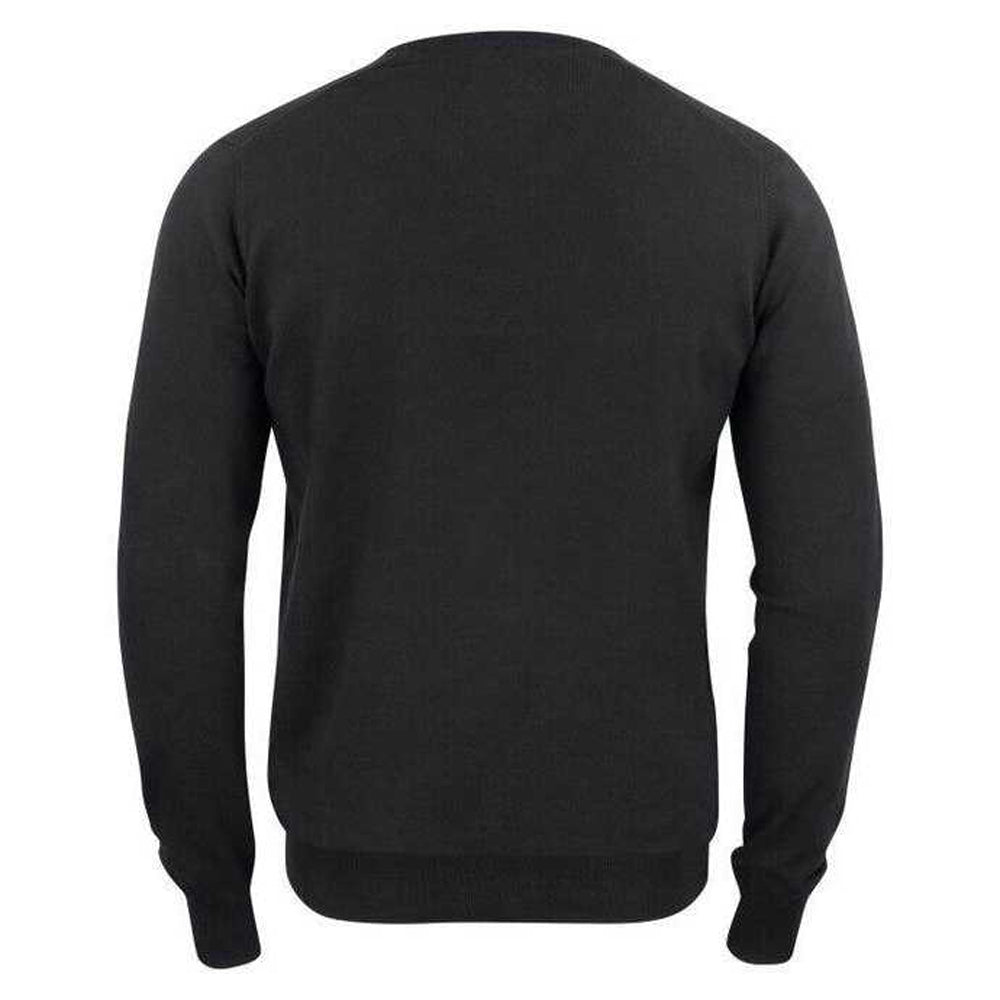 Black - Back - Cutter & Buck Mens Oakville Knitted V Neck Sweatshirt