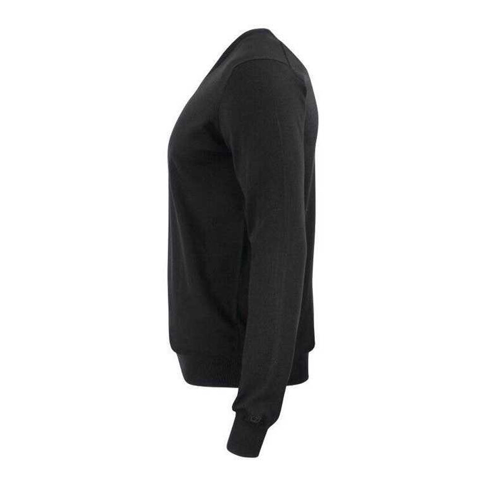 Black - Side - Cutter & Buck Mens Oakville Knitted V Neck Sweatshirt