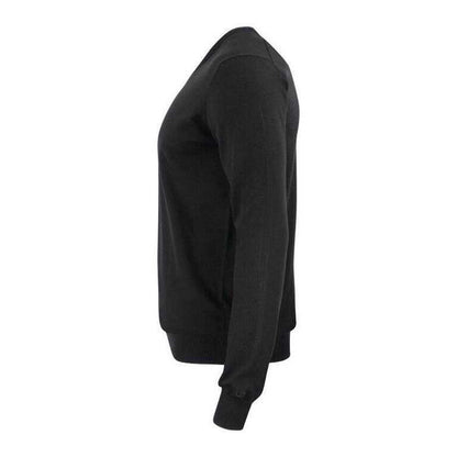 Black - Side - Cutter & Buck Mens Oakville Knitted V Neck Sweatshirt