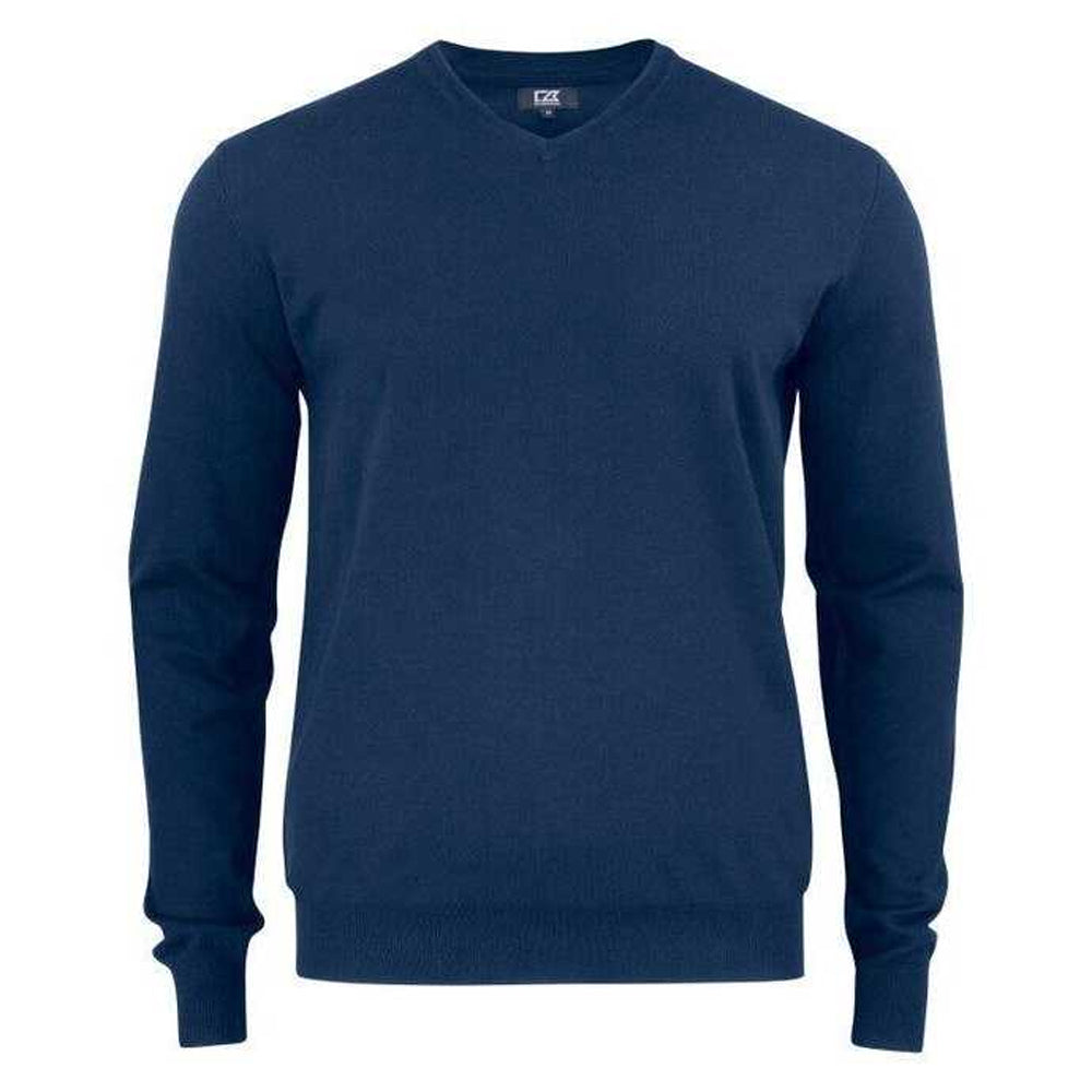 Dark Navy - Front - Cutter & Buck Mens Oakville Knitted V Neck Sweatshirt