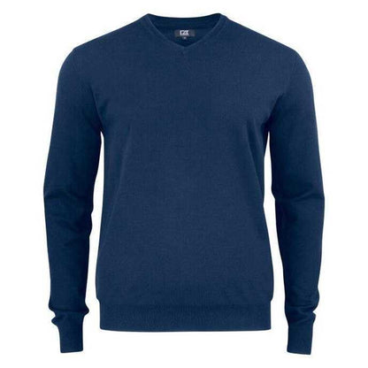 Dark Navy - Front - Cutter & Buck Mens Oakville Knitted V Neck Sweatshirt