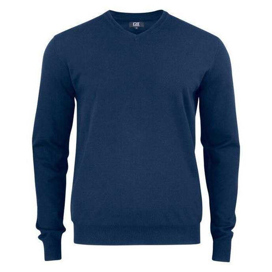 Dark Navy - Front - Cutter & Buck Mens Oakville Knitted V Neck Sweatshirt