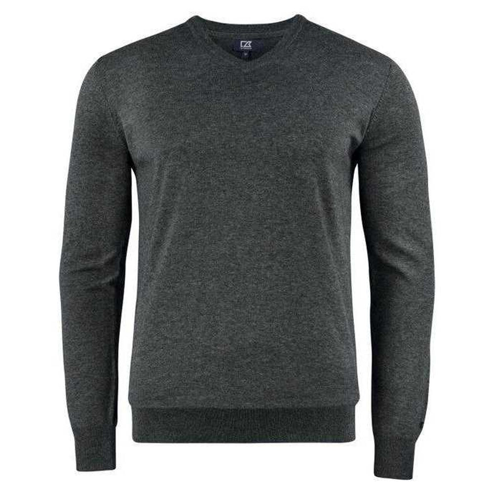 Anthracite Melange - Front - Cutter & Buck Mens Oakville Knitted V Neck Sweatshirt