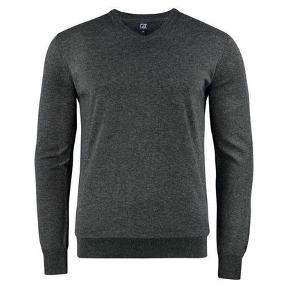 Anthracite Melange - Front - Cutter & Buck Mens Oakville Knitted V Neck Sweatshirt