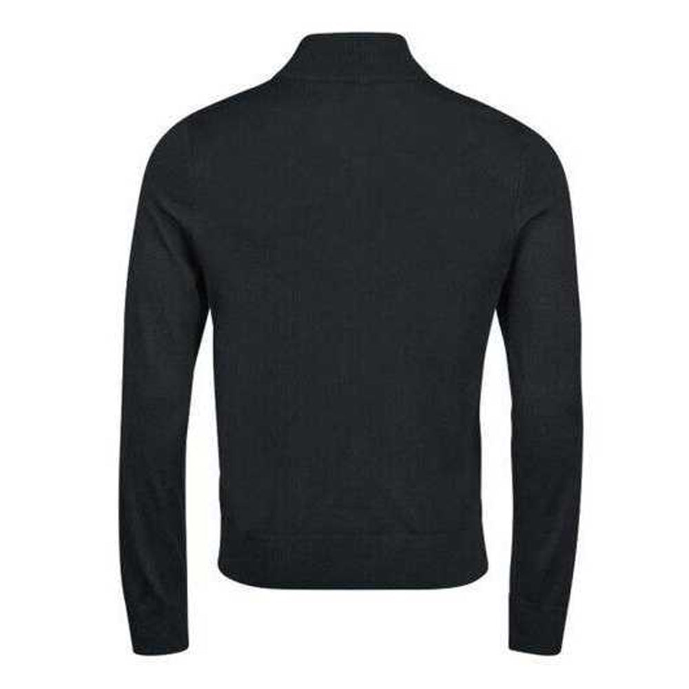 Black - Back - Tee Jays Mens Knitted Full Zip Tailored Cardigan