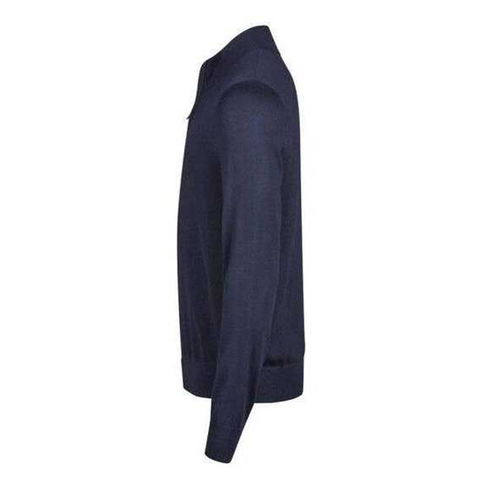Navy - Side - Tee Jays Mens Knitted Full Zip Tailored Cardigan