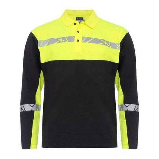 Black-Yellow - Front - Projob Mens Progression 7004 Pique Polo Shirt