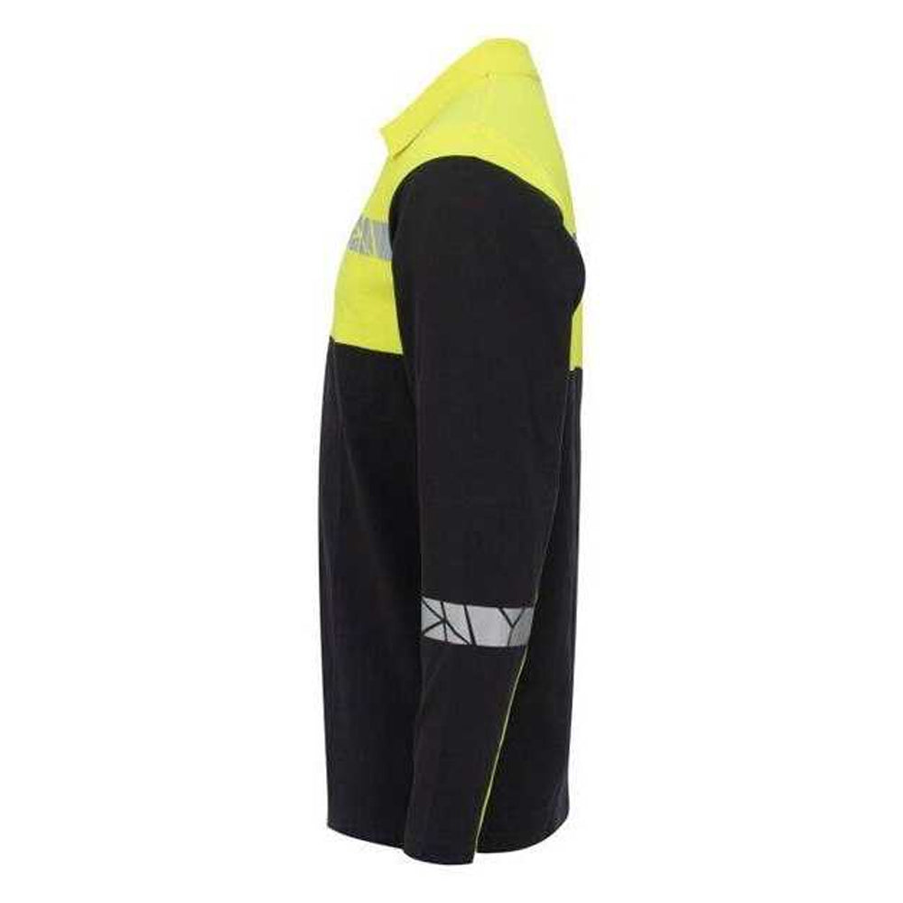 Black-Yellow - Side - Projob Mens Progression 7004 Pique Polo Shirt