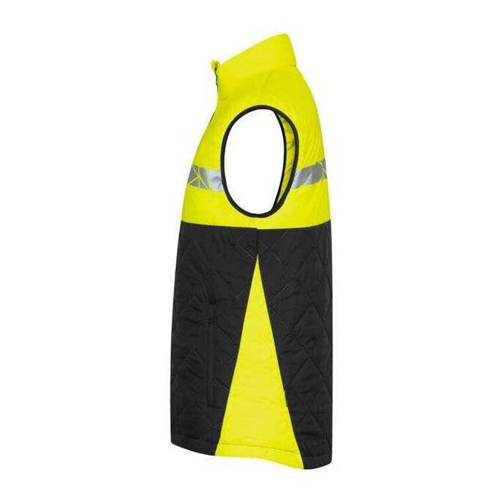 Black-Yellow - Side - Projob Mens 7700 Progression Quilted Gilet