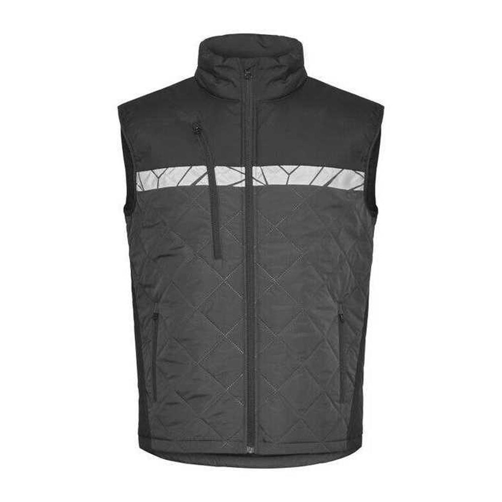 Grey-Black - Front - Projob Mens 7700 Progression Quilted Gilet