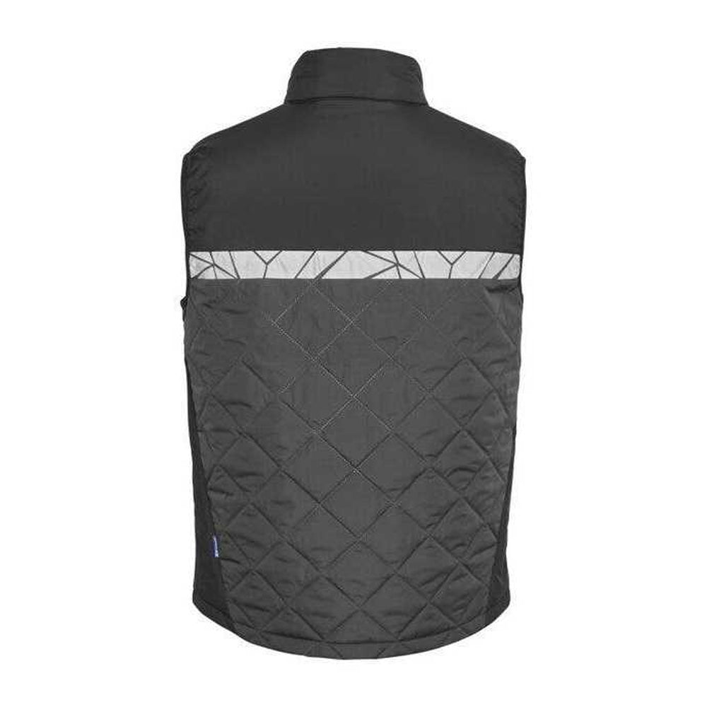 Grey-Black - Back - Projob Mens 7700 Progression Quilted Gilet