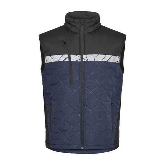 Navy-Black - Front - Projob Mens 7700 Progression Quilted Gilet