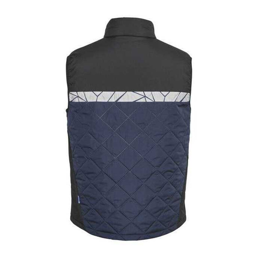 Navy-Black - Back - Projob Mens 7700 Progression Quilted Gilet