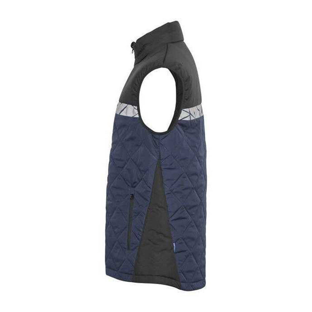 Navy-Black - Side - Projob Mens 7700 Progression Quilted Gilet