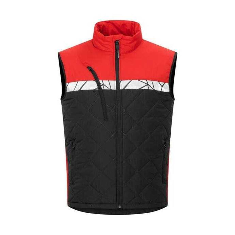 Black-Red - Front - Projob Mens 7700 Progression Quilted Gilet