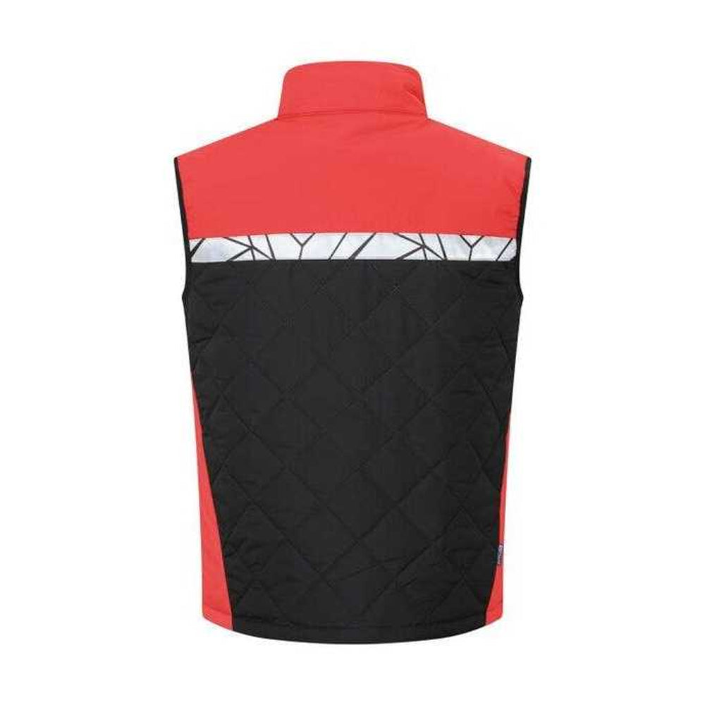 Black-Red - Back - Projob Mens 7700 Progression Quilted Gilet