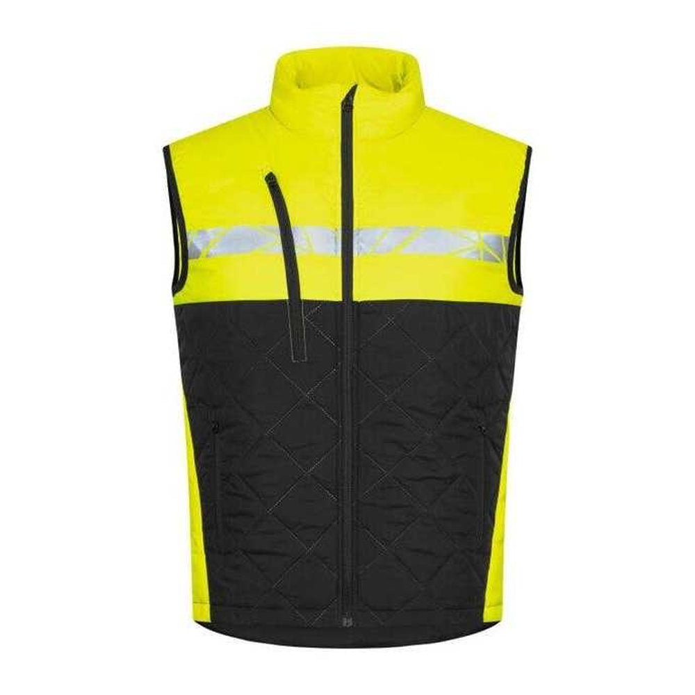 Black-Yellow - Front - Projob Mens 7700 Progression Quilted Gilet