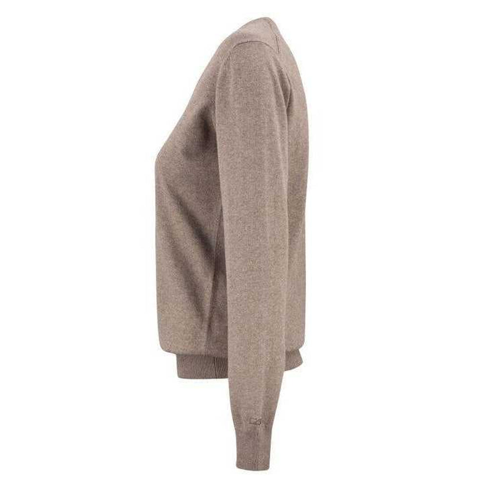 Nougat Melange - Side - Cutter & Buck Womens-Ladies Oakville Knitted Sweatshirt