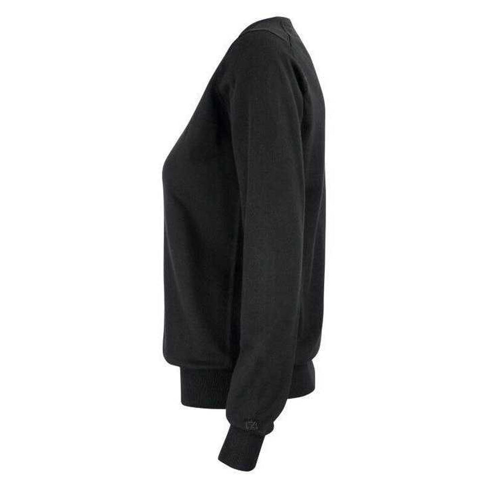 Black - Side - Cutter & Buck Womens-Ladies Oakville Knitted Sweatshirt
