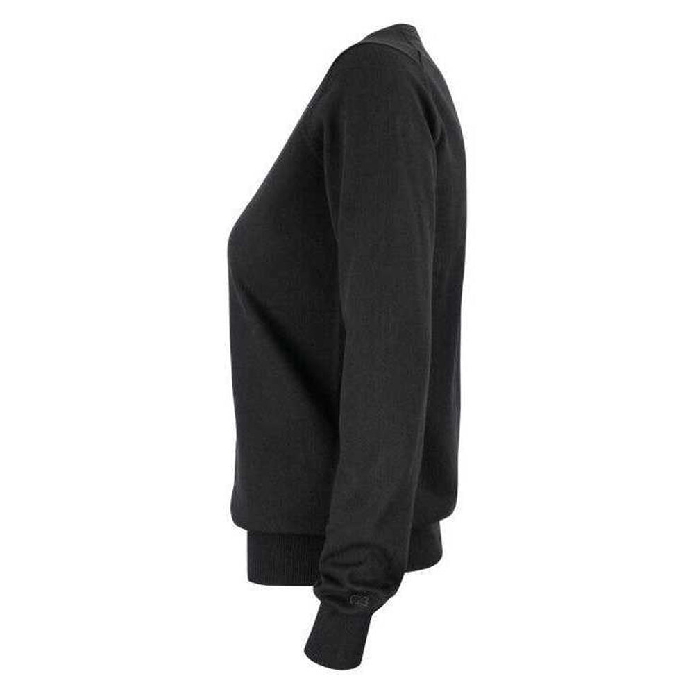 Black - Side - Cutter & Buck Womens-Ladies Oakville Knitted Sweatshirt