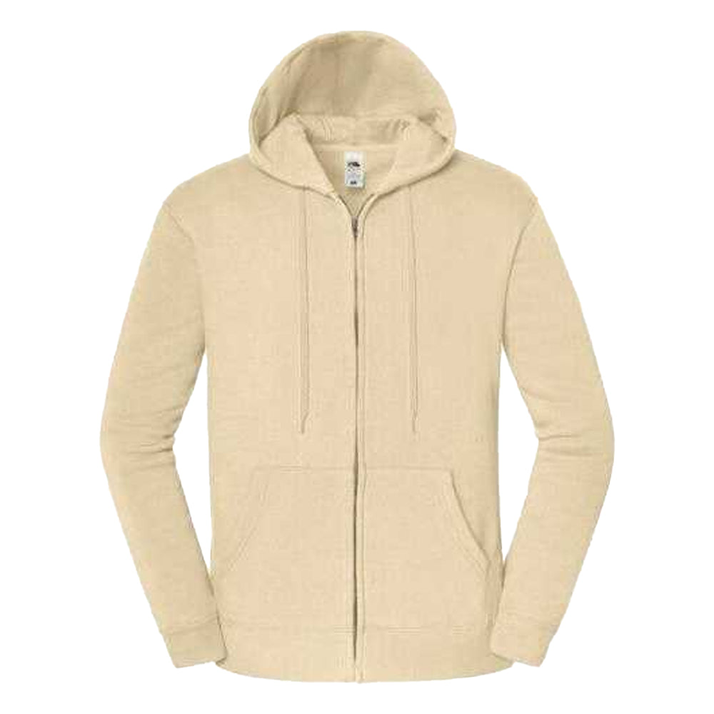 Desert Sand - Front - Fruit of the Loom Unisex Adult Iconic Premium Full Zip Hoodie