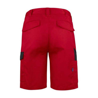 Red - Back - Projob Mens Plain Work Shorts