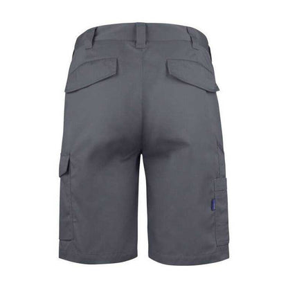 Grey - Back - Projob Mens Plain Work Shorts