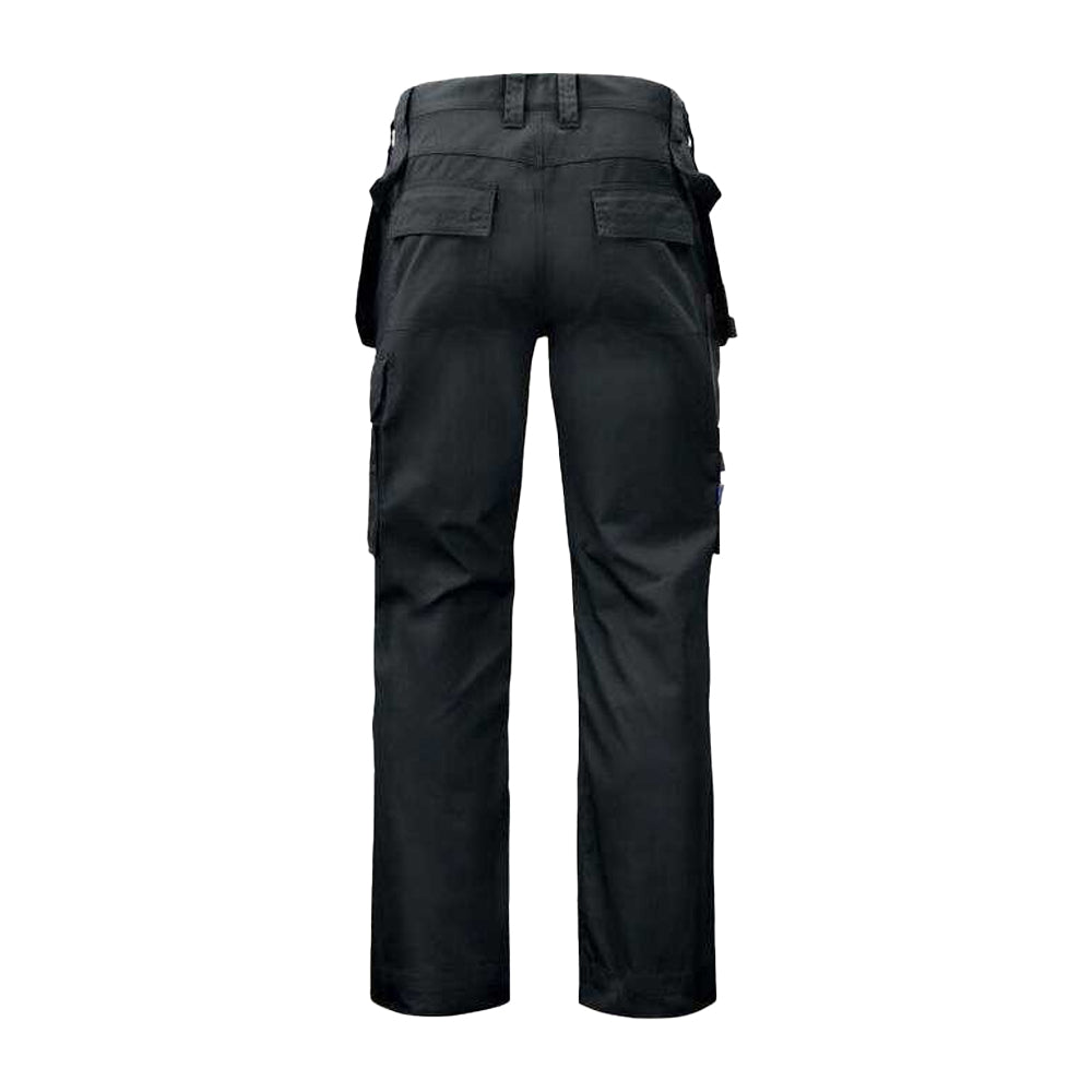 Black - Back - Projob Mens Prio Reflective Detail Work Trousers