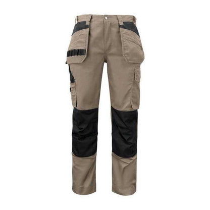 Khaki Green - Front - Projob Mens Prio Reflective Detail Work Trousers