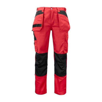 Red - Front - Projob Mens Prio Reflective Detail Work Trousers