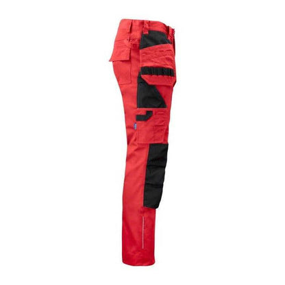 Red - Lifestyle - Projob Mens Prio Reflective Detail Work Trousers