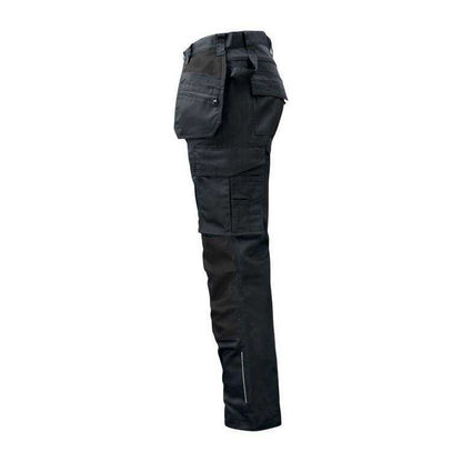 Black - Side - Projob Mens Prio Reflective Detail Work Trousers