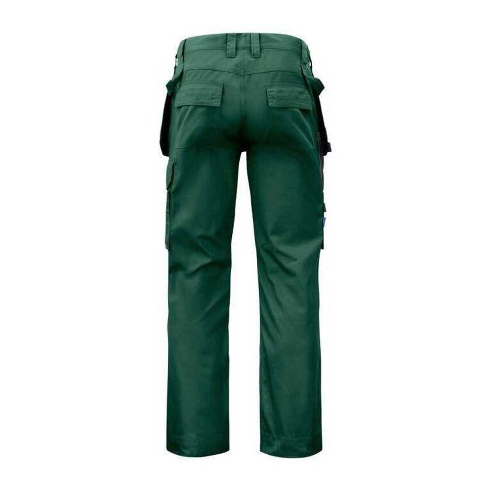 Forest Green - Back - Projob Mens Prio Reflective Detail Work Trousers
