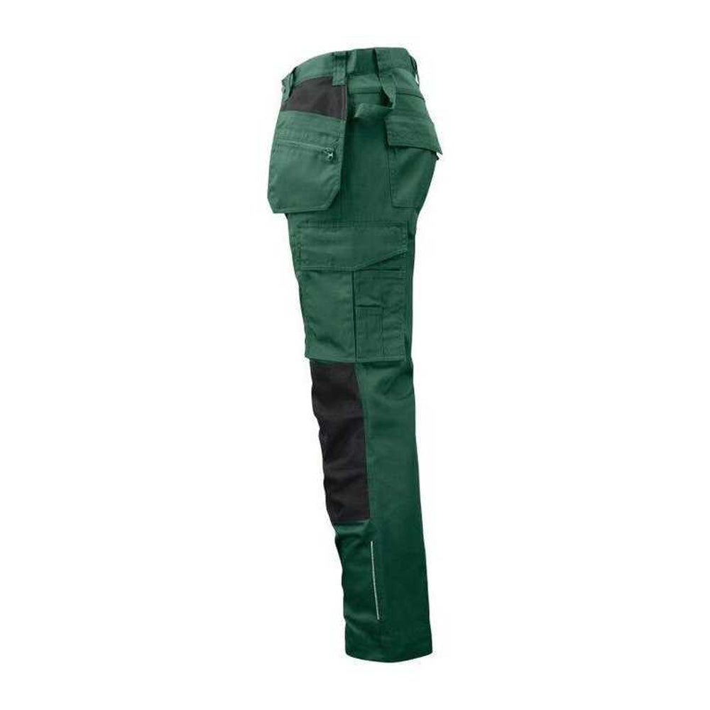 Forest Green - Side - Projob Mens Prio Reflective Detail Work Trousers