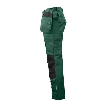 Forest Green - Side - Projob Mens Prio Reflective Detail Work Trousers