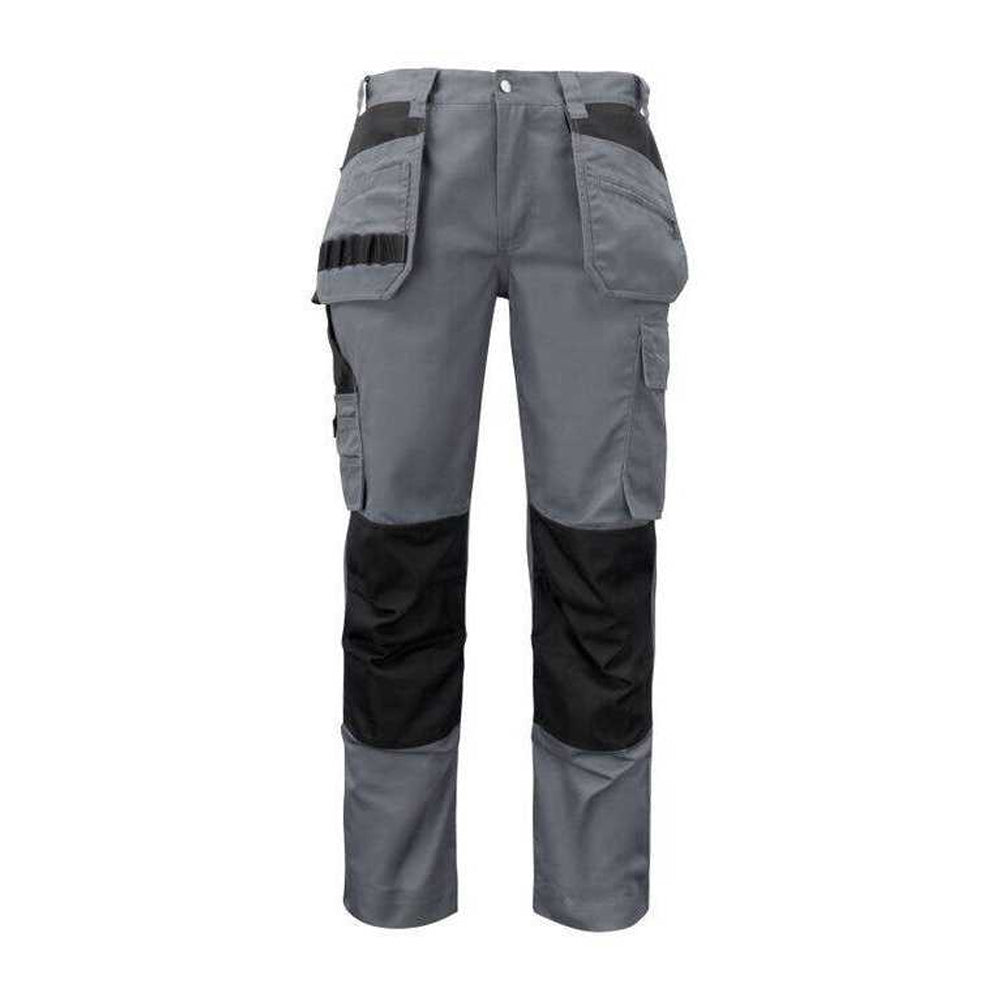Grey - Front - Projob Mens Prio Reflective Detail Work Trousers