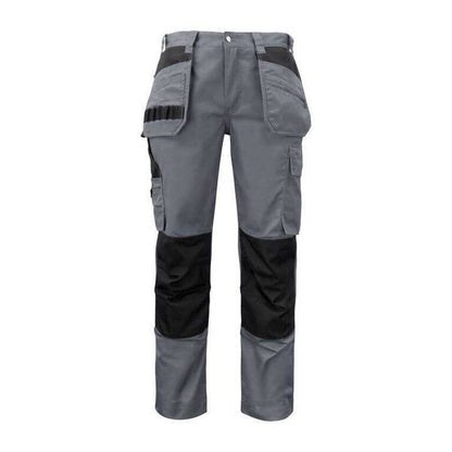 Grey - Front - Projob Mens Prio Reflective Detail Work Trousers