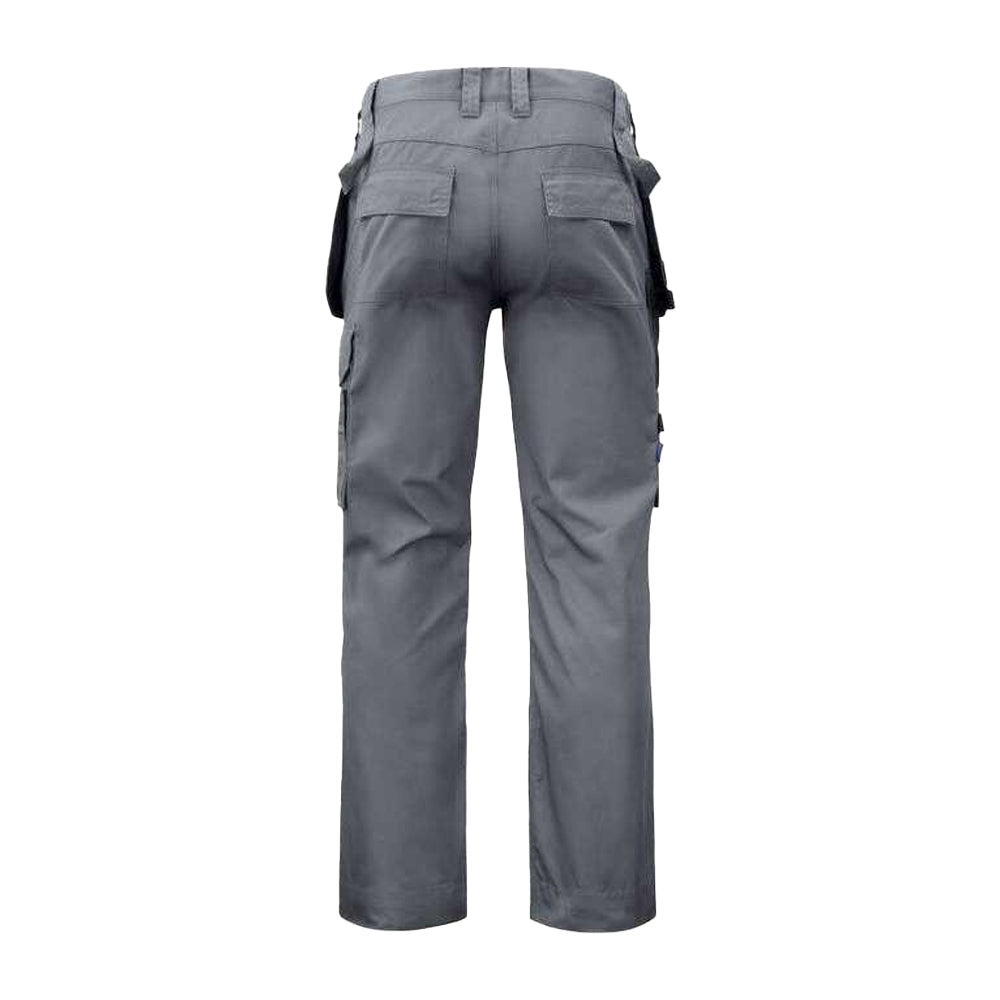 Grey - Back - Projob Mens Prio Reflective Detail Work Trousers