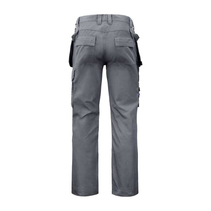 Grey - Back - Projob Mens Prio Reflective Detail Work Trousers