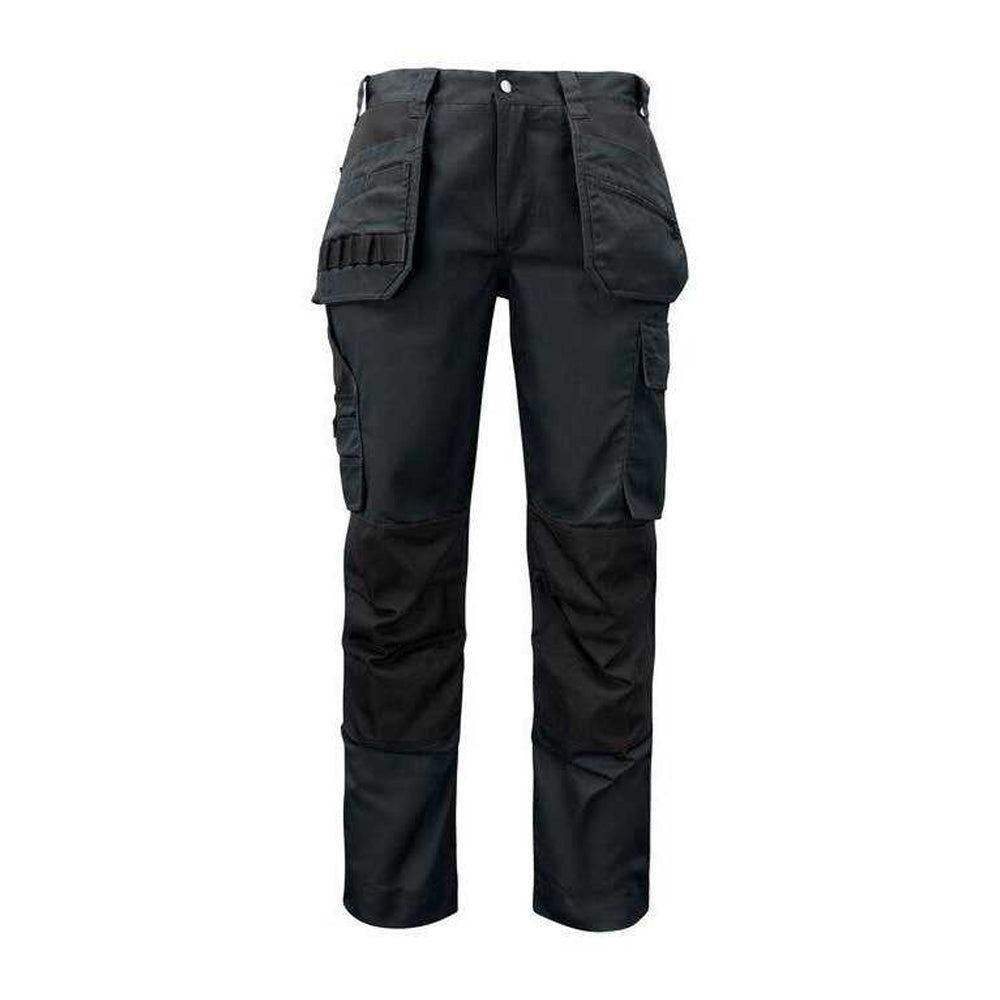 Black - Front - Projob Mens Prio Reflective Detail Work Trousers