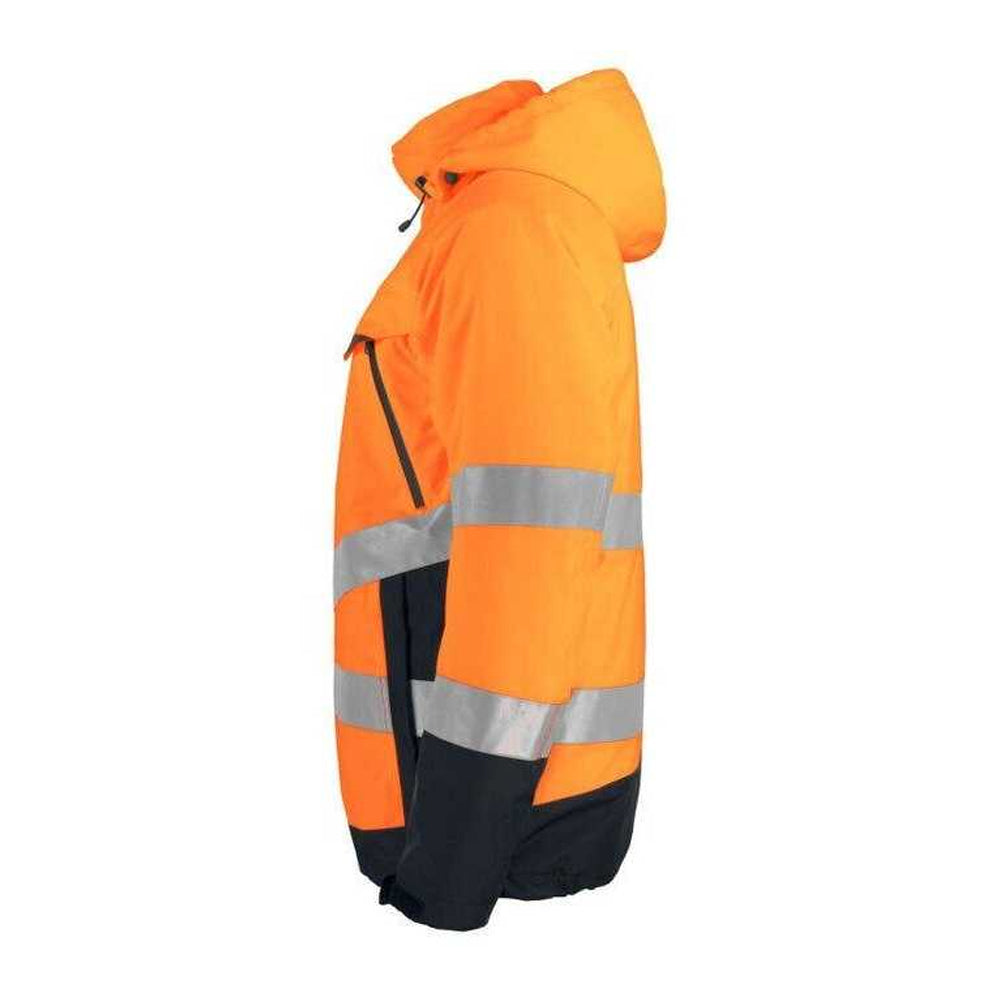 Orange-Black - Side - Projob Mens Prio 6441 High-Vis Padded Safety Work Jacket